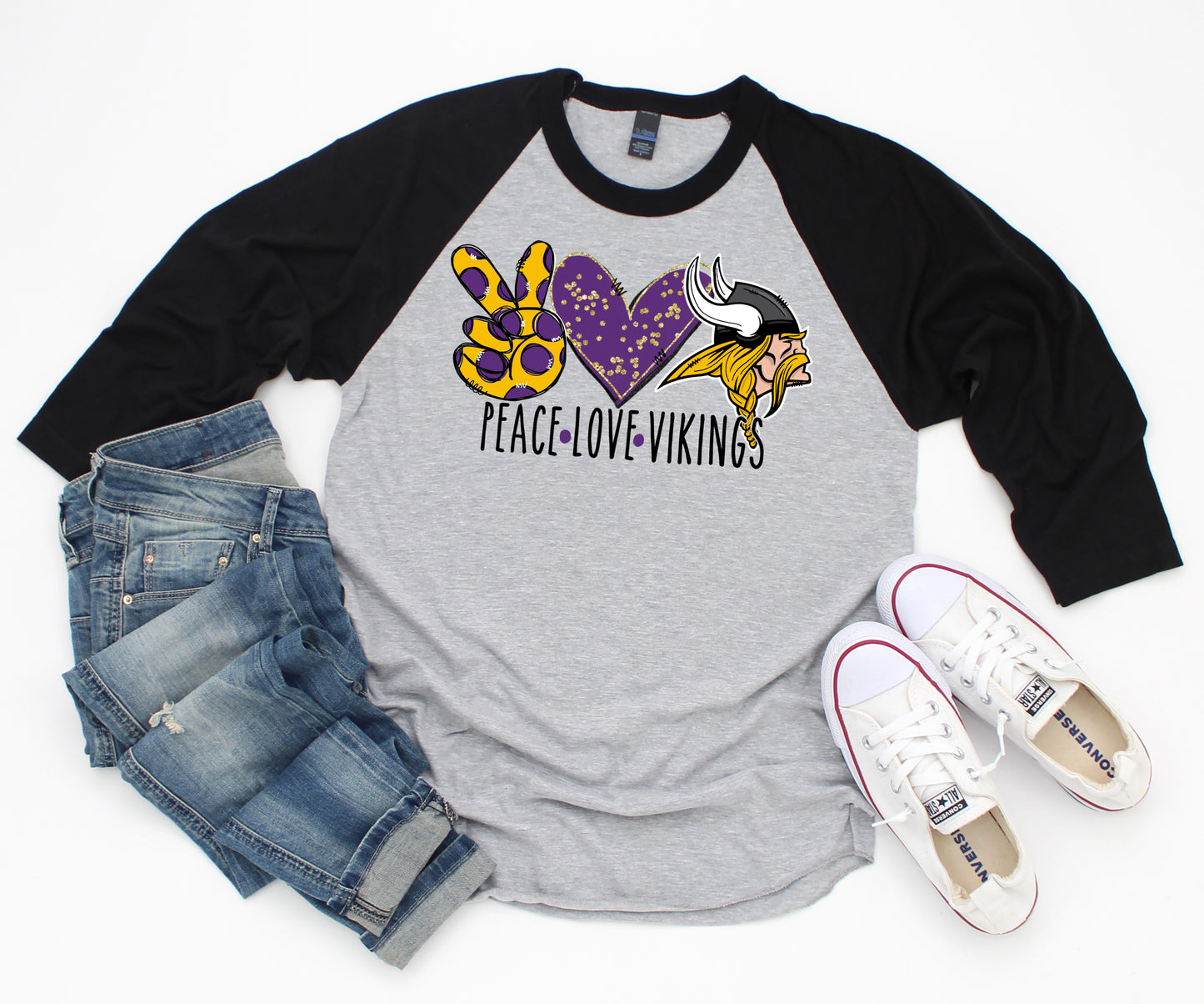 Peace, Love, Vikings Raglan